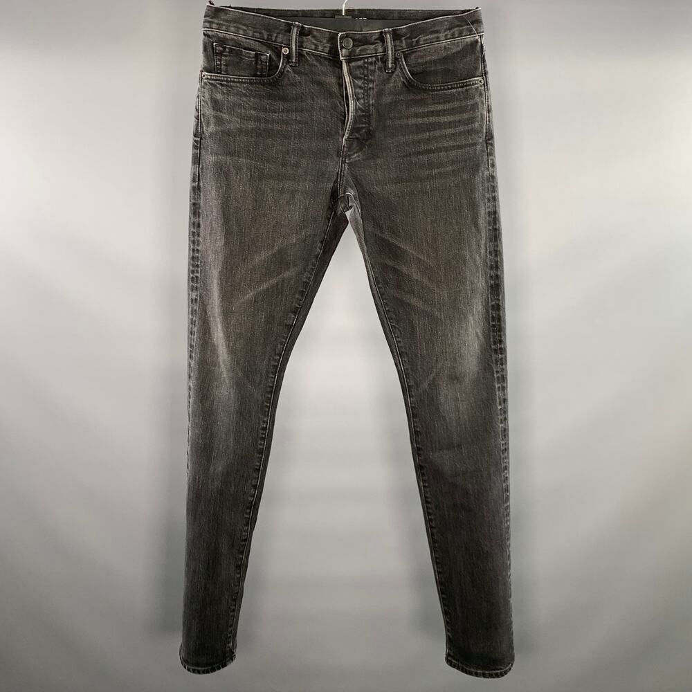 TOM FORD Size 32 Black Wash Selvedge Denim Button Fly Jeans